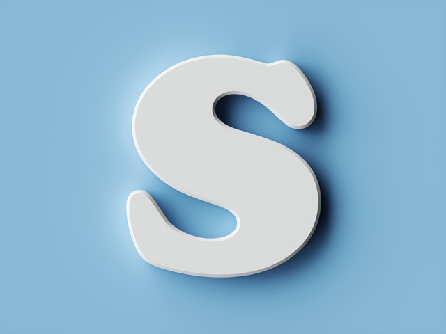 White paper letter alphabet character S font